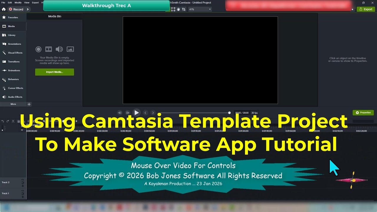 Walkthrough Using Camtasia Template Project To Make Software App Tutorial 2026 01 23