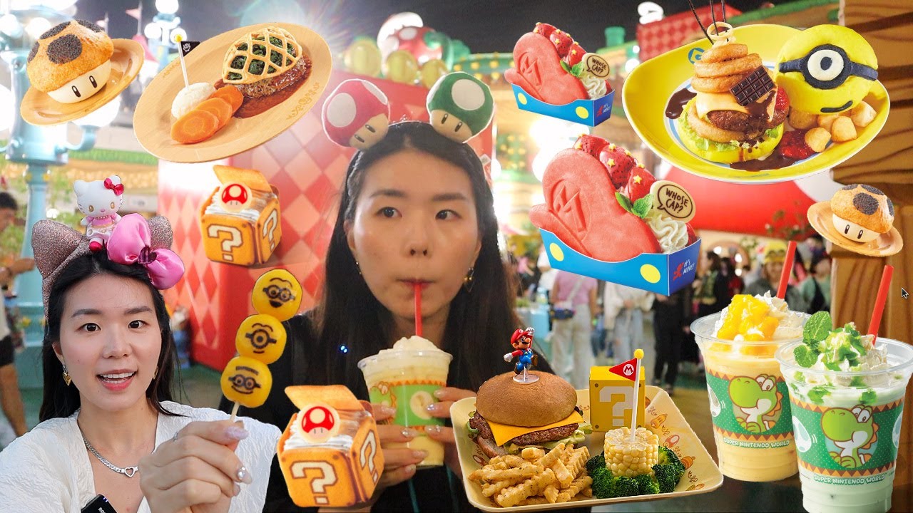 Comiendo por 24 horas COMIDA de Universal studios OSAKA, JAPÓN 🇯🇵 eating for 24 hrs US food in Osaka