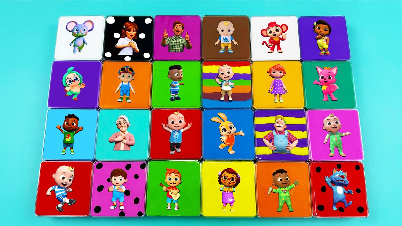 Finding Pinkfong, Cocomelon Square Mix Coloring with Clay ! Satisfying ASMR Videos