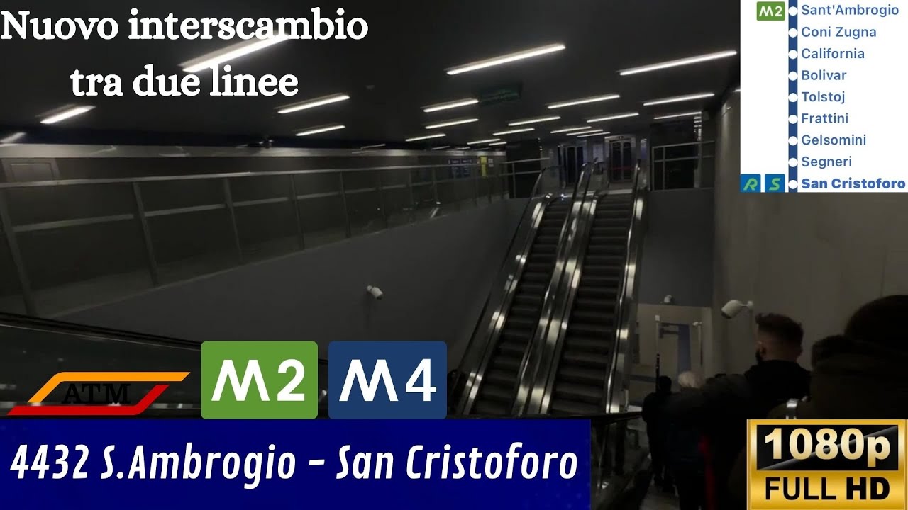 🚇 NUOVO collegamento tra 🟢 M2 e 🔵 M4 a S.AMBROGIO. 🔵 M4 fino a SAN CRISTOFORO FS sulla 4432