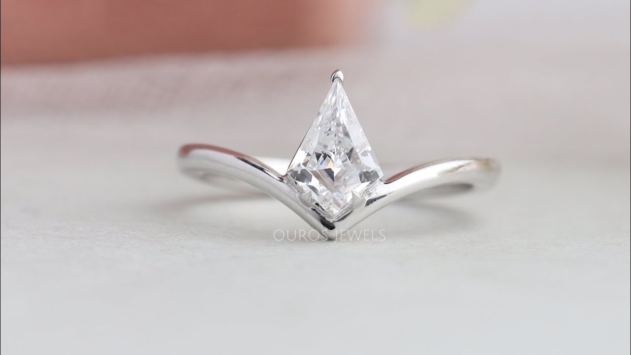 Antique Shape Kite Cut Lab Diamond Solitaire Engagement Ring @ourosjewels