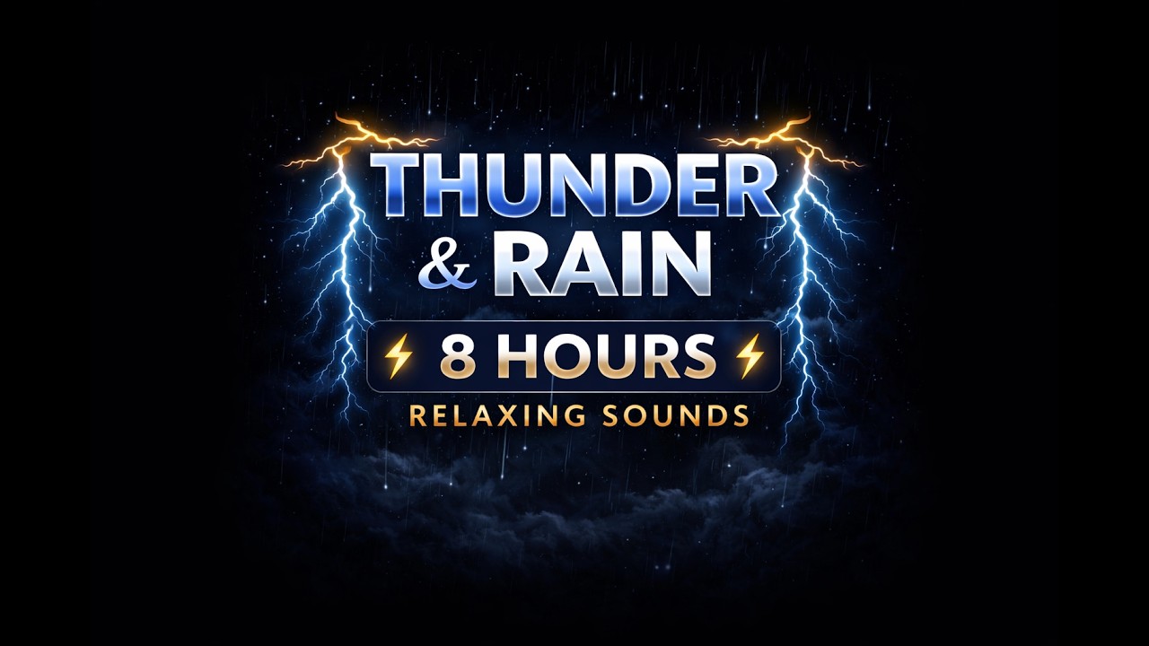 Thunder & Rain Sounds - BLACK SCREEN - Rain Sounds For Sleep w/ Rain, Thunder, & Fire Sounds - 8HRS