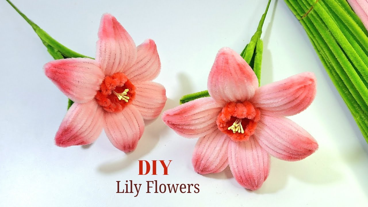 How to Make DIY Pipe Cleaner Lily Flowers | Soft Pink Lily Tutorial 🌸