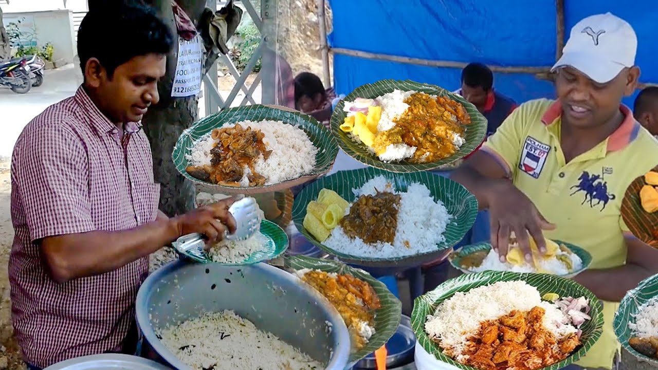 Cheapest RoadSide Unlimited Meals | Indian Street Food | #Meals #Vegmeals #NonVegMeals