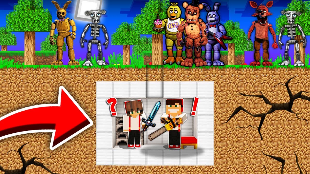 NAJLEPSZA PODZIEMNA BAZA PRZED ANIMATRONIKAMI Z FNAF W MINECRAFT?! GPLAY & LUMI