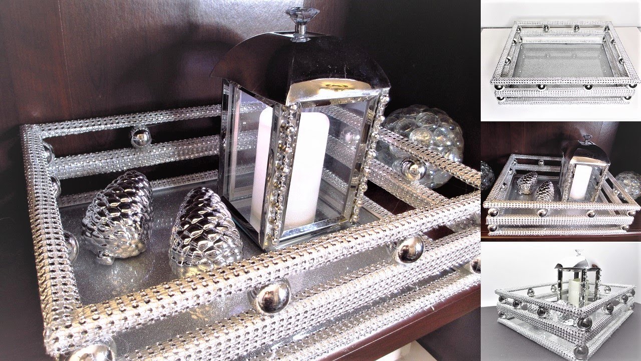 Glam Serving Tray With Lots of Bling | Glam Home Decor | Dollar Tree DIY