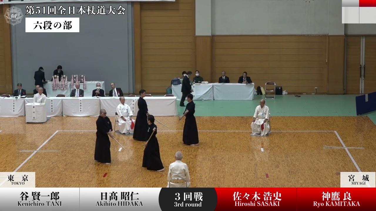 佐々木 浩史・神鷹 良（宮城）2 - 1 谷 賢一郎・日髙 昭仁（東京）_第51回全日本杖道大会 六段の部 ３回戦 21