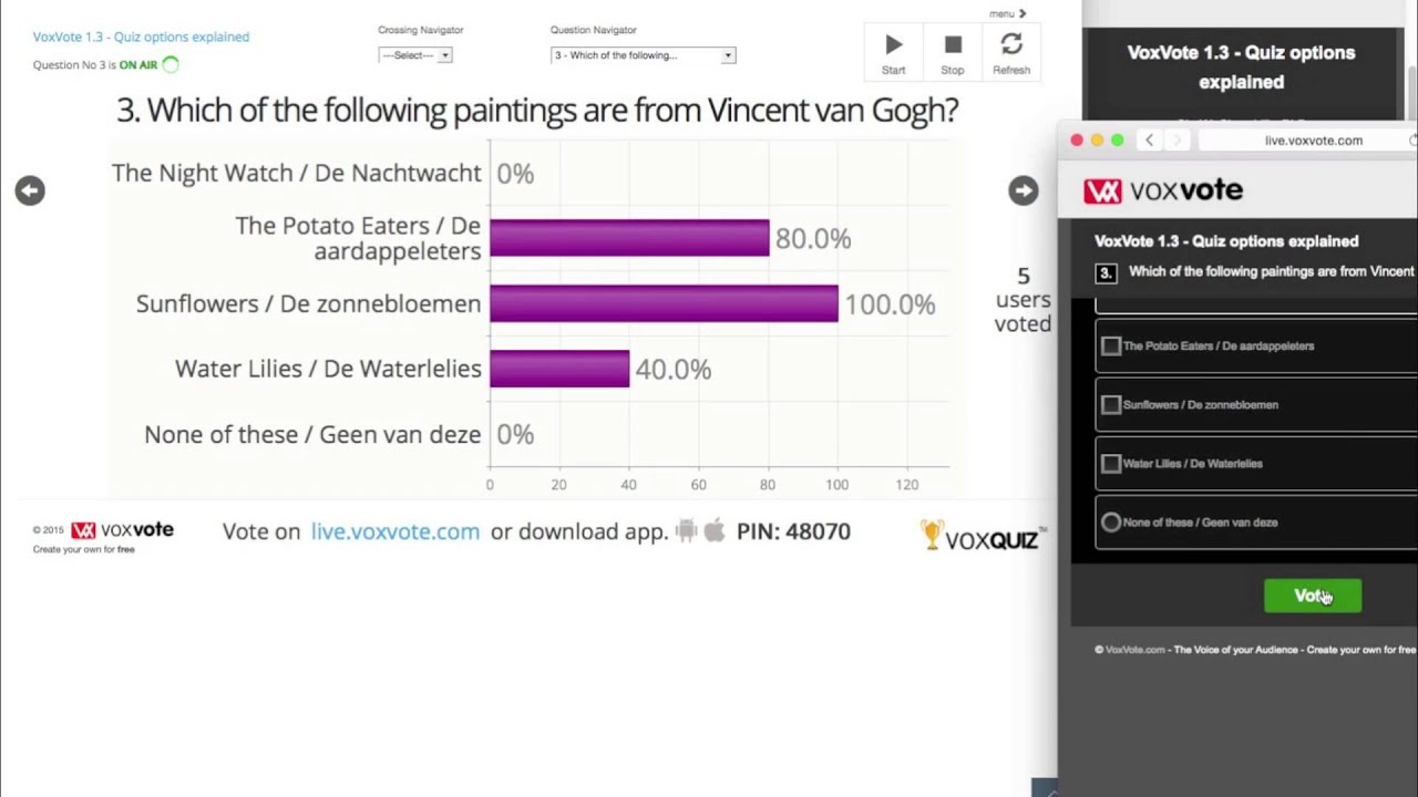 VoxVote Quiz - Mobile Voting Quiz option