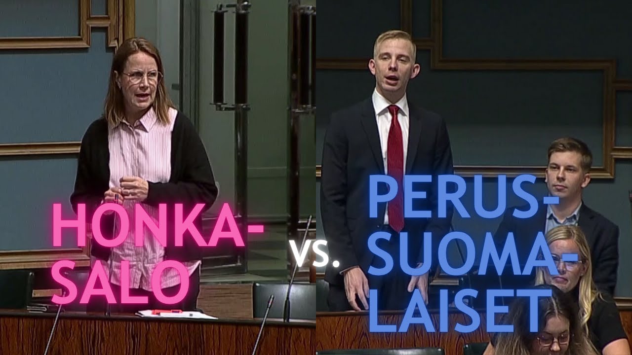 Veronika Honkasalo ja perussuomalaiset v&auml;ittelev&auml;t eduskunnassa ulkomaalaislain muuttamisesta
