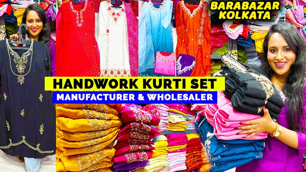 Handwork Kurti Manufacturer Wholesaler in Barabazar Kolkata | Traditional Dola Silk, Tissue Kurti