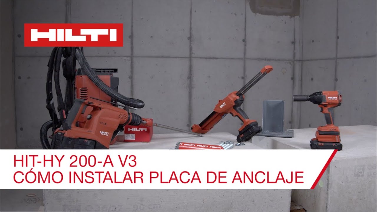 Hilti HIT-HY 200-A/R V3 Cómo instalar placa de anclaje con sistema SafeSet