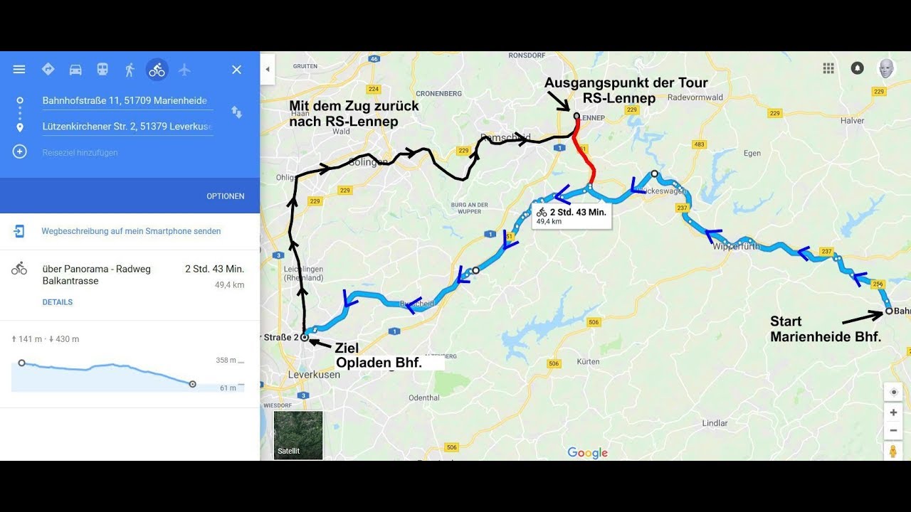50 km, 360°-Video, v. Marienheide nach Opladen