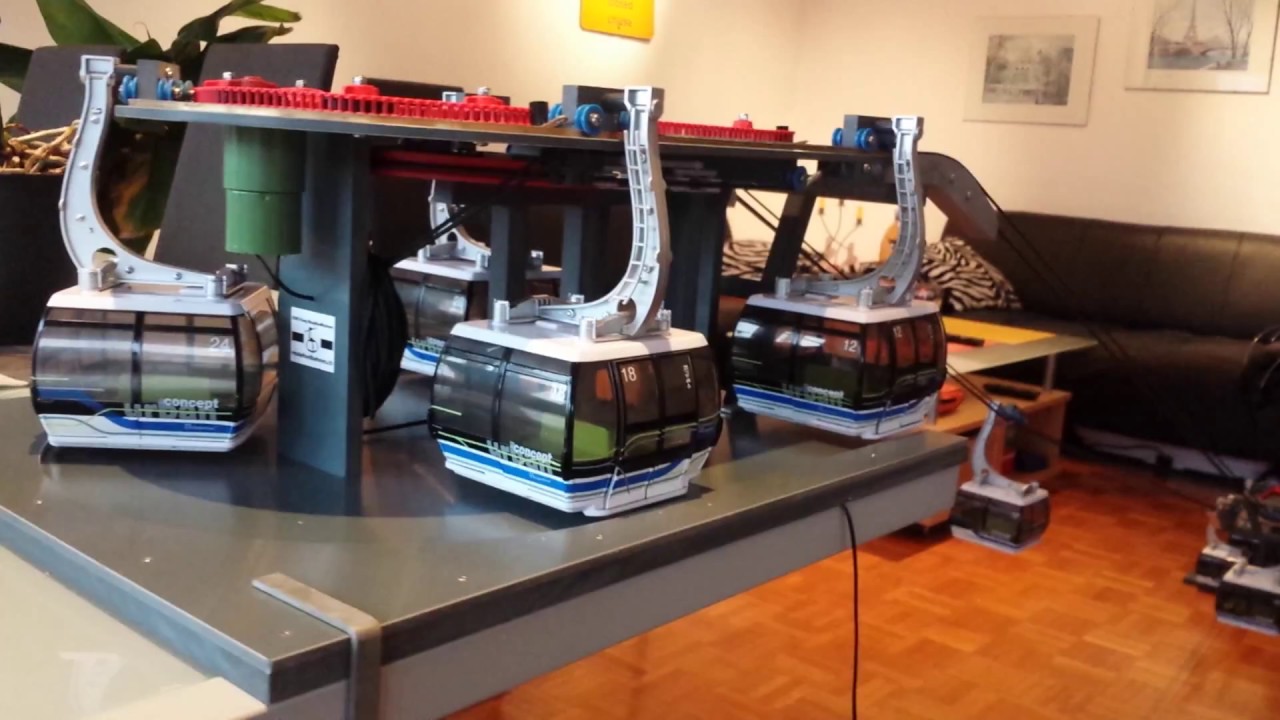 3S kuppelbare Modellseilbahn Betrieb mit 10 Kabinen