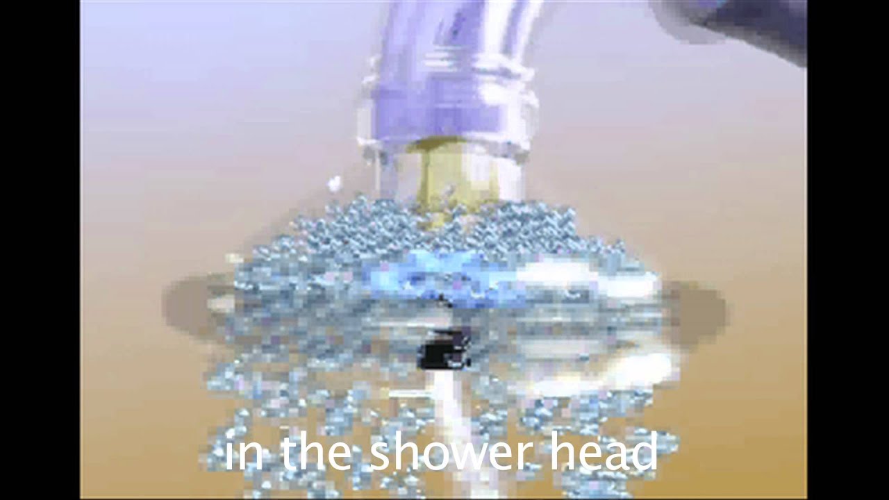 bubble rain water saving shower head at camp9 nature campground poland