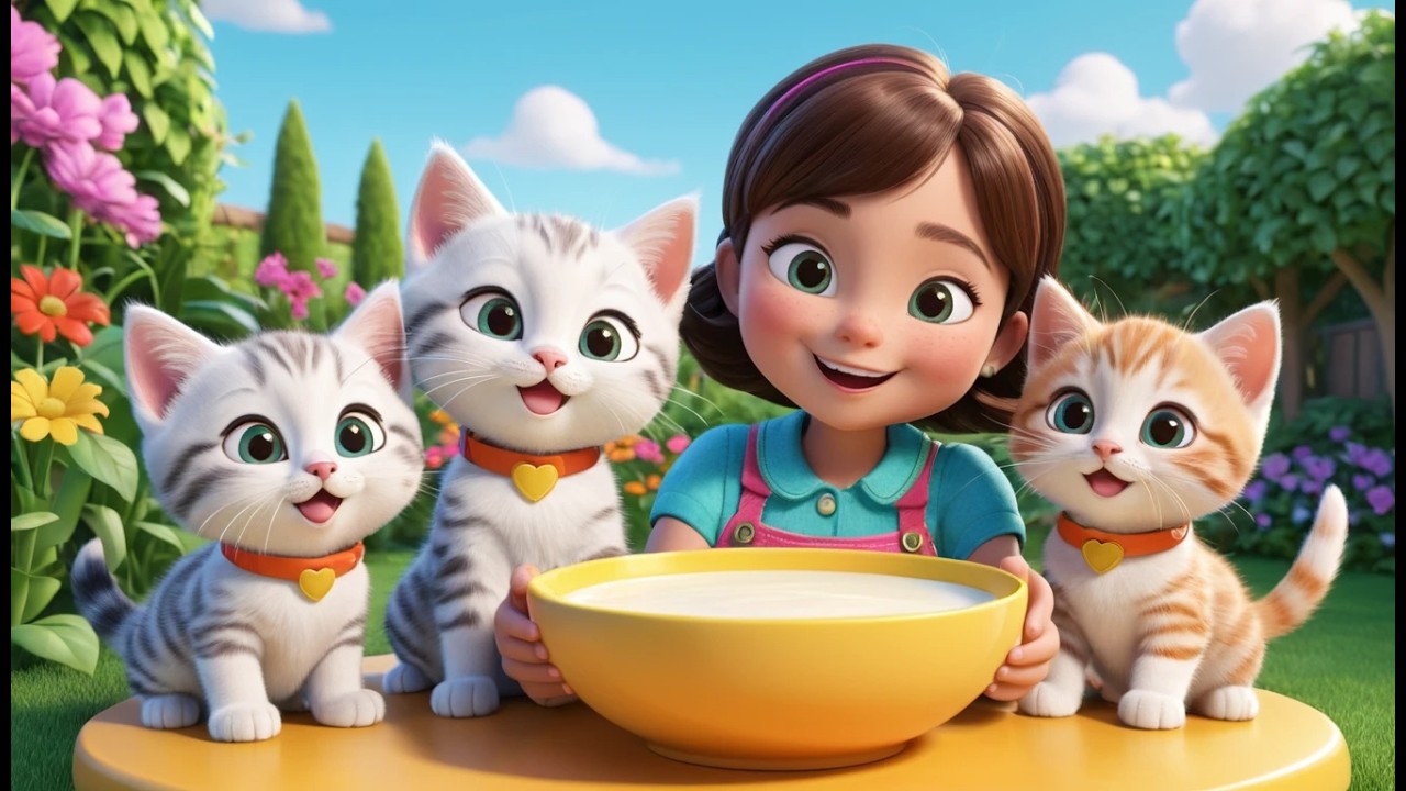 Five Little Kittens Meow Meow Meow | Fun Counting Animal Nursery Rhyme for Kids