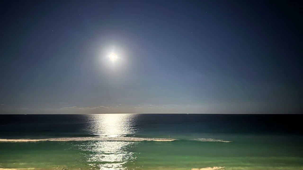 Ambient Ocean Sounds for Sleep | Green Moonlit Shore | 2 Hours