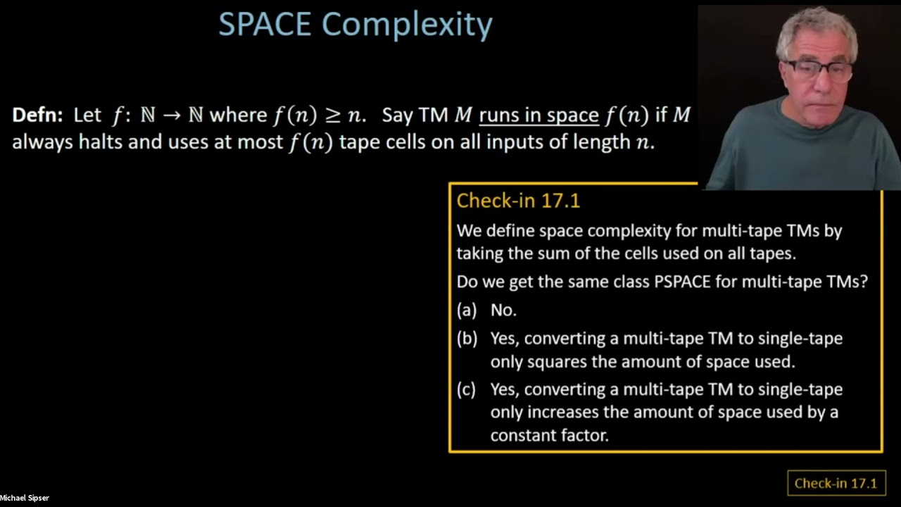 17. Space Complexity, PSPACE, Savitch's Theorem
