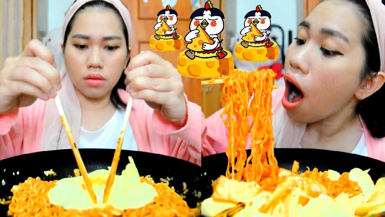 [mukbang]  Samyang cheese hot spicy chicken + mozzarella cheese + pringles cheesy cheese