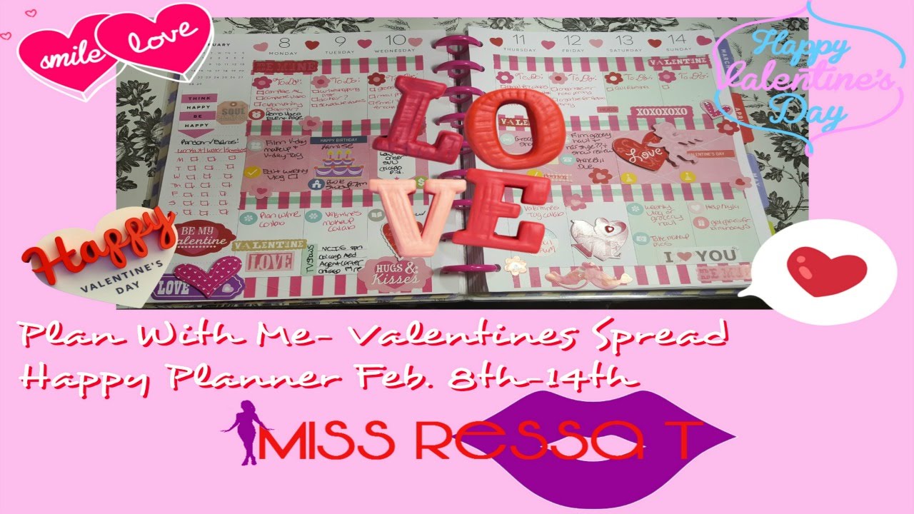 Plan With Me Valentines Theme (8th-14th)|Happy Planner(no kit)|Collab w/SomethingMinusMe|MissRessaT