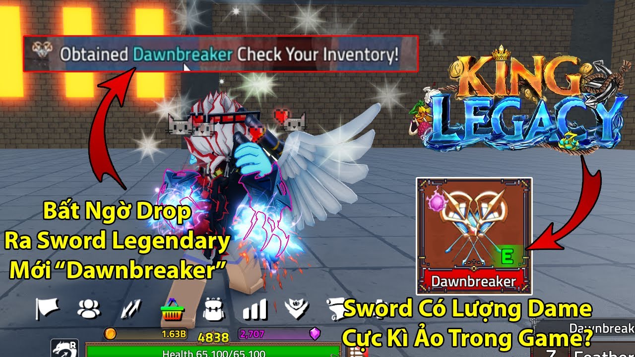 KING LEGACY UPDATE 8 | Bất Ngờ Mình Drop Ra Được Sword Legendary Mới Dawnbreaker Lượng Dame Cực Ảo?