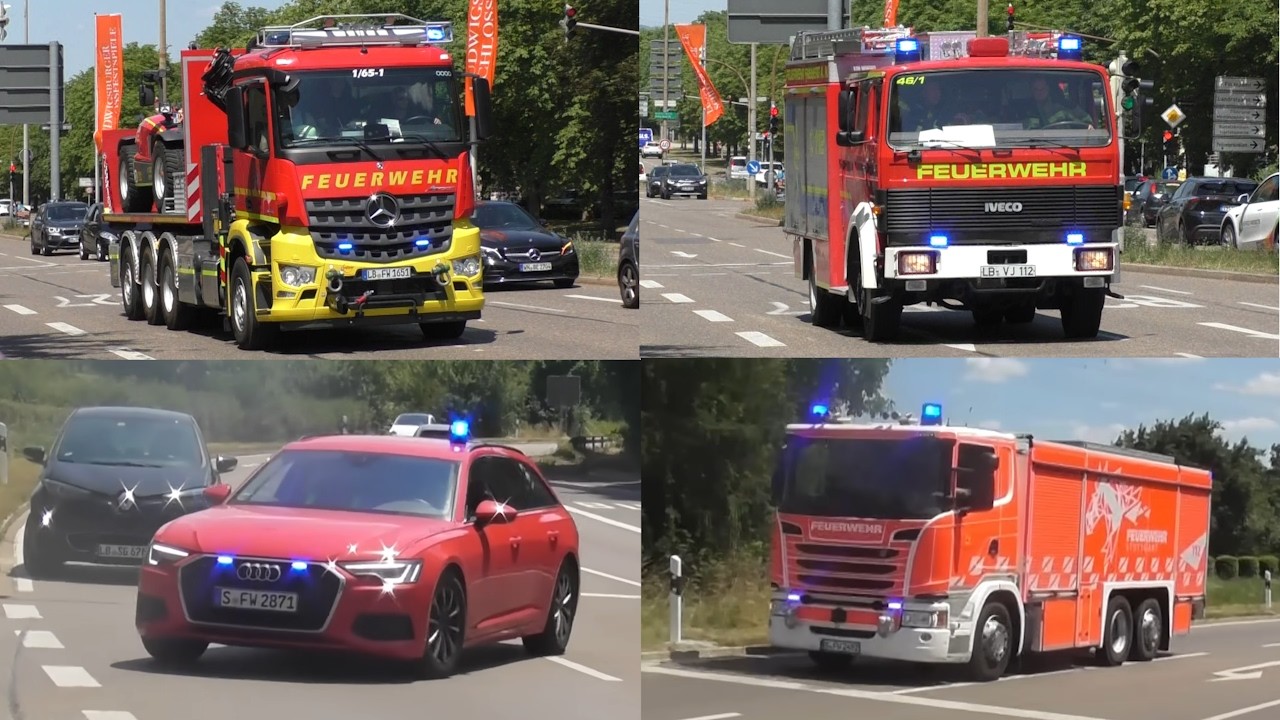 [Scheune in Vollbrand, GTLFs, Amtsleiter, etc.] Einsatzfahrten zum Großbrand in Remseck