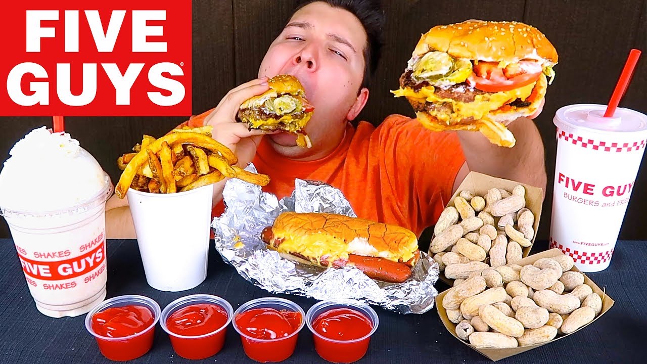 Massive Bacon Cheeseburger • Five Guys • MUKBANG