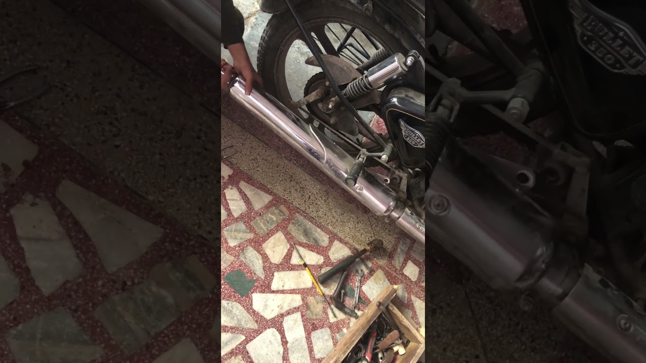Royal Enfield bullet silencer change at home 😱#bulletlovers #modification #viral
