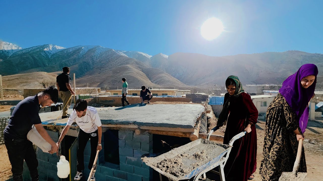 Teamwork in Action: Amir Assists with Roof Concrete Pouring