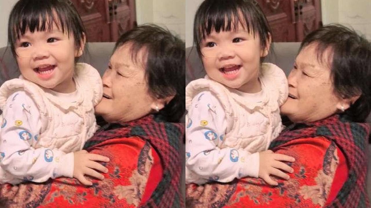 可爱的盈妹妹和嘴甜的航航把奶奶逗得很开心