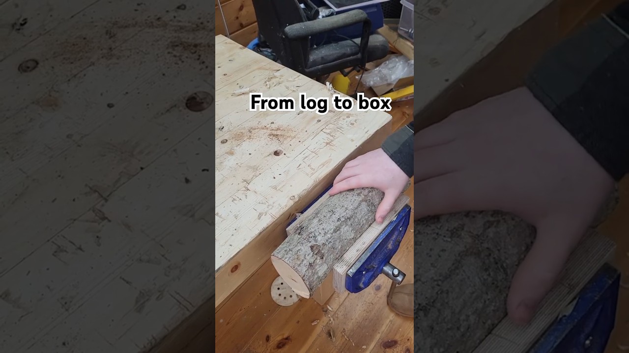 Log to live edge box with hand tools only