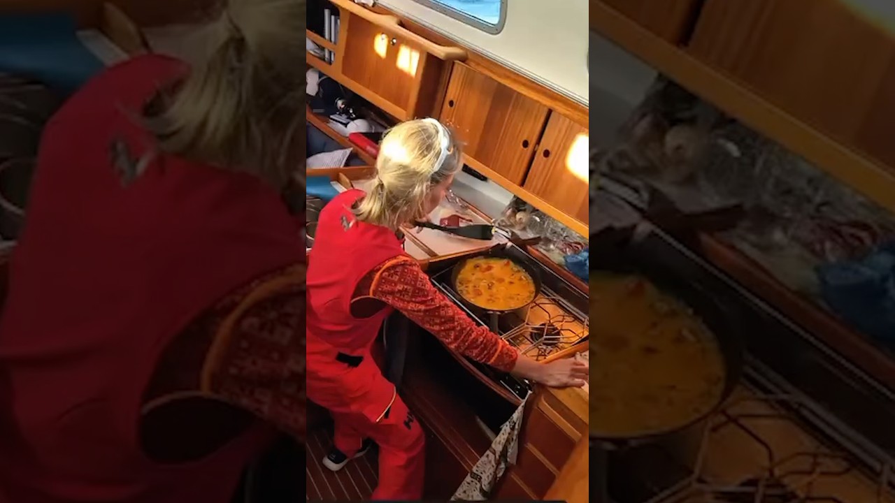 Cooking On A Sail Boat! 🥘 #sailing #boats #cooking