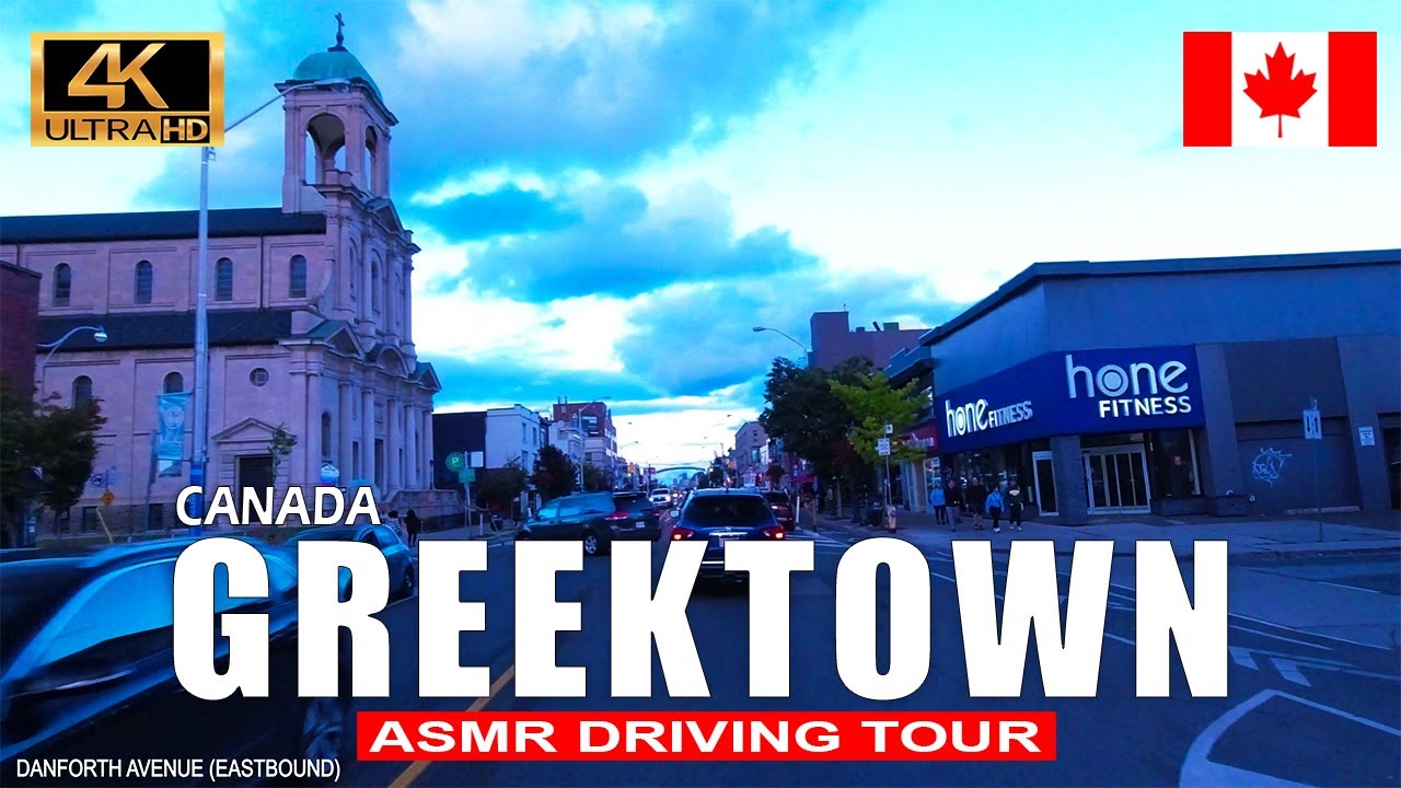 Driving DANFORTH AVENUE, THE GREEKTOWN of TORONTO (Start to End) Ontario Canada ASMR DRIVING TOUR 4K