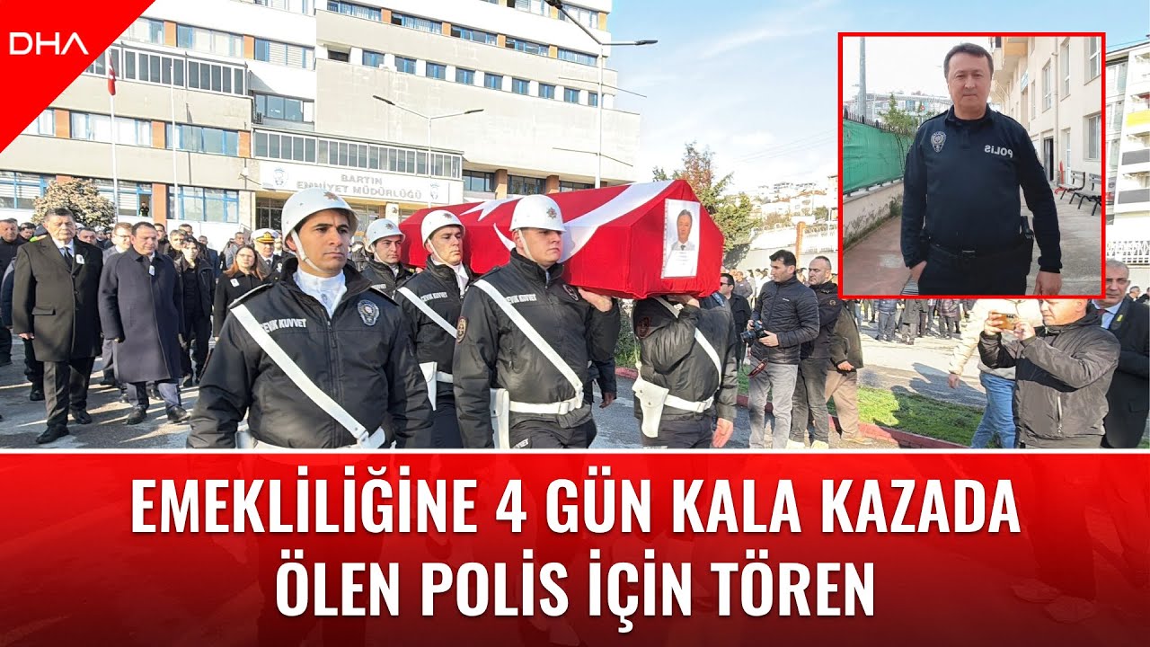 Emekliliğine 4 gün kala kazada ölen polis için tören