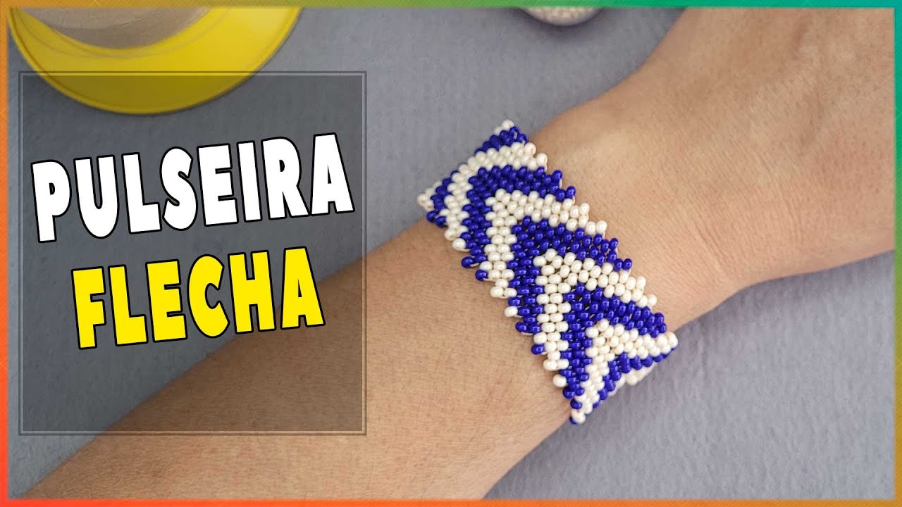 Pulseira Flecha feita de miçangas no ponto (peyote)