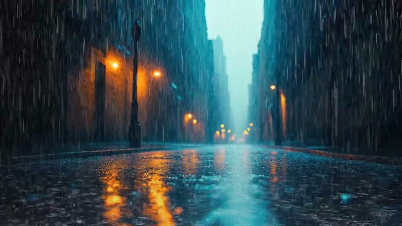 City Rain Ambience at Night | Cozy Street Sounds for Sleep, Study & Relaxation 🌧️