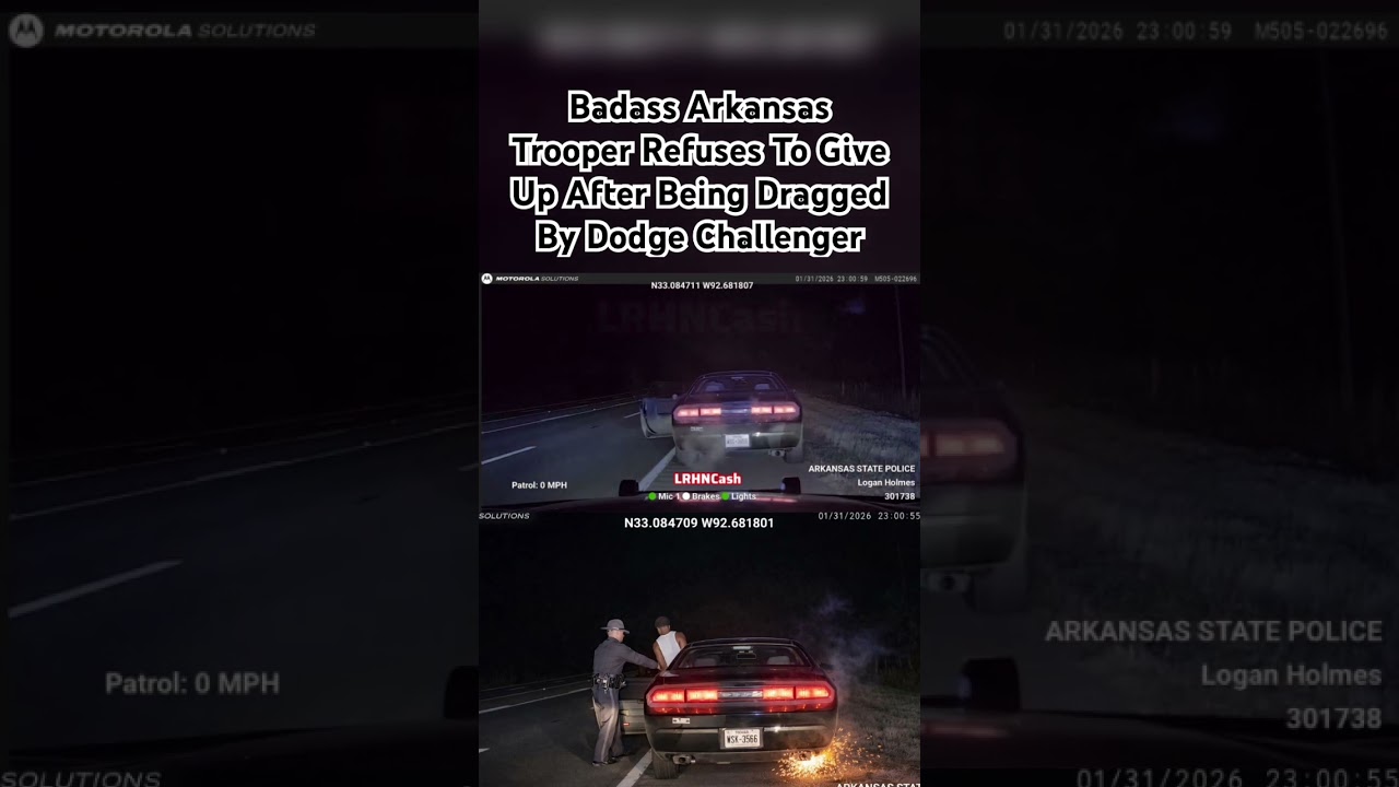 Badass Arkansas Trooper Refuses To Give Up After Being Dragged By Dodge Challenger #policechase