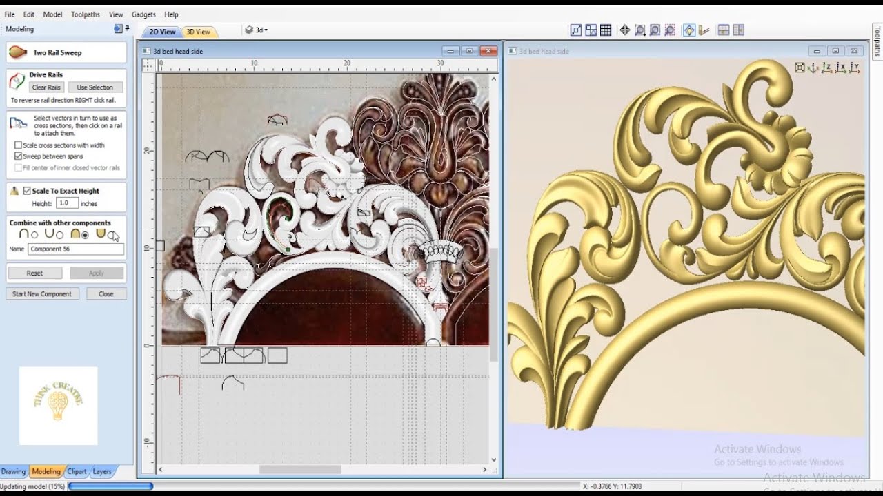 Gorgeous 3d bed design by Vectric Aspire | 3D Technics  | ( 3D part-2)