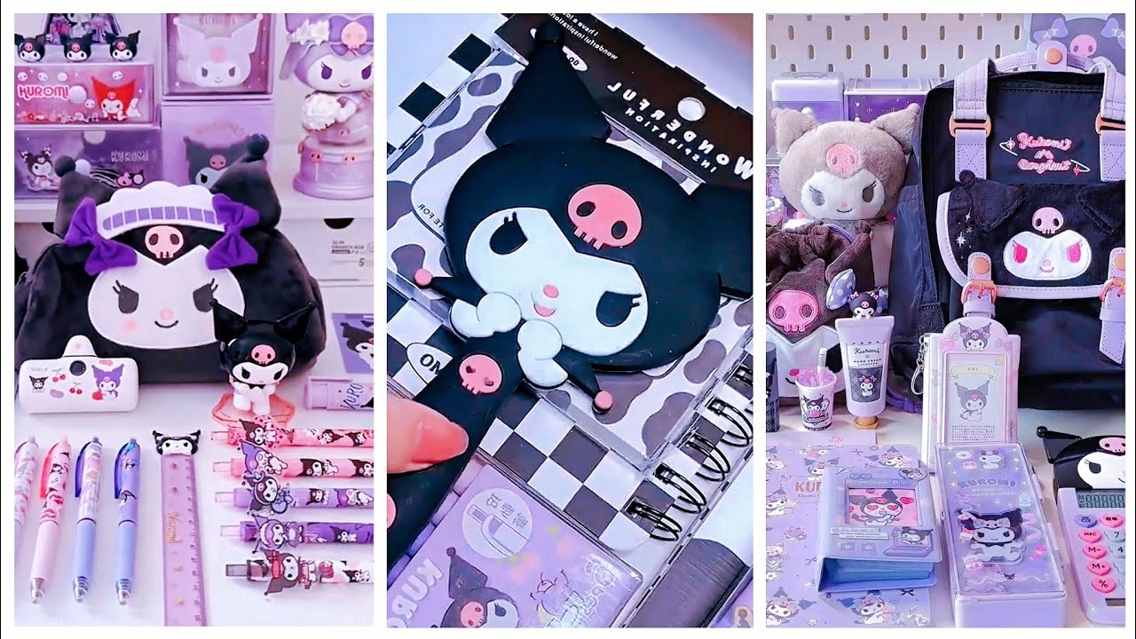 Kuromi desk Makeover 💜💜Sanrio Stationery Crafts haul   #cindyasmr