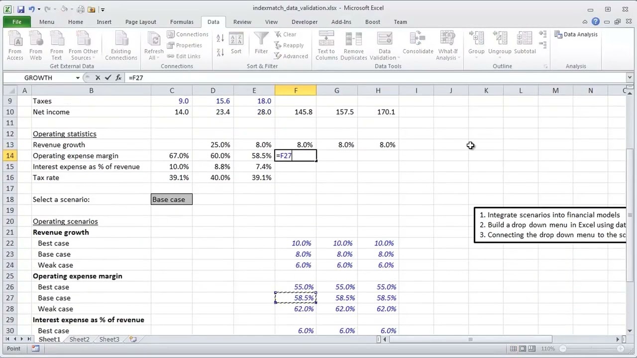 Financial Modeling Quick Lessons: Integrating Scenarios w/ OFFSET/MATCH (Part 1) [UPDATED]
