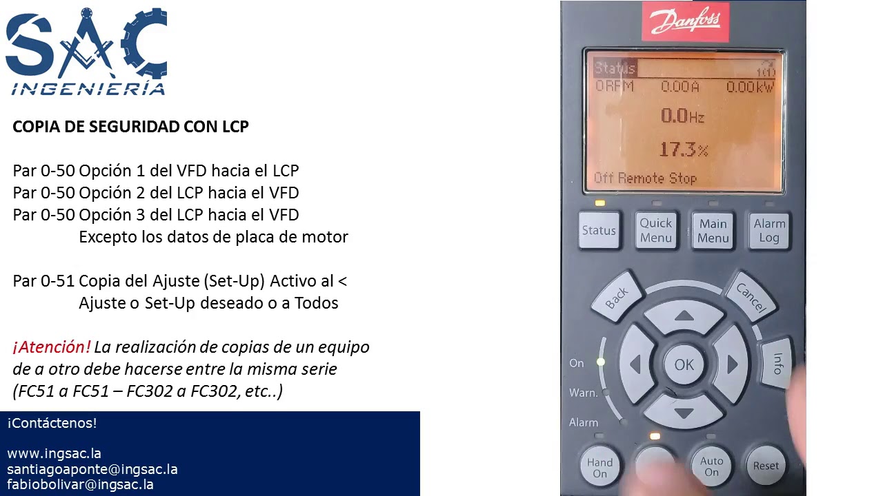 Danfoss VLT Copia de Seguridad de Programacion