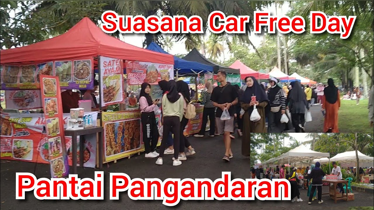 Suasana Car Free Day di Pantai Pangandaran