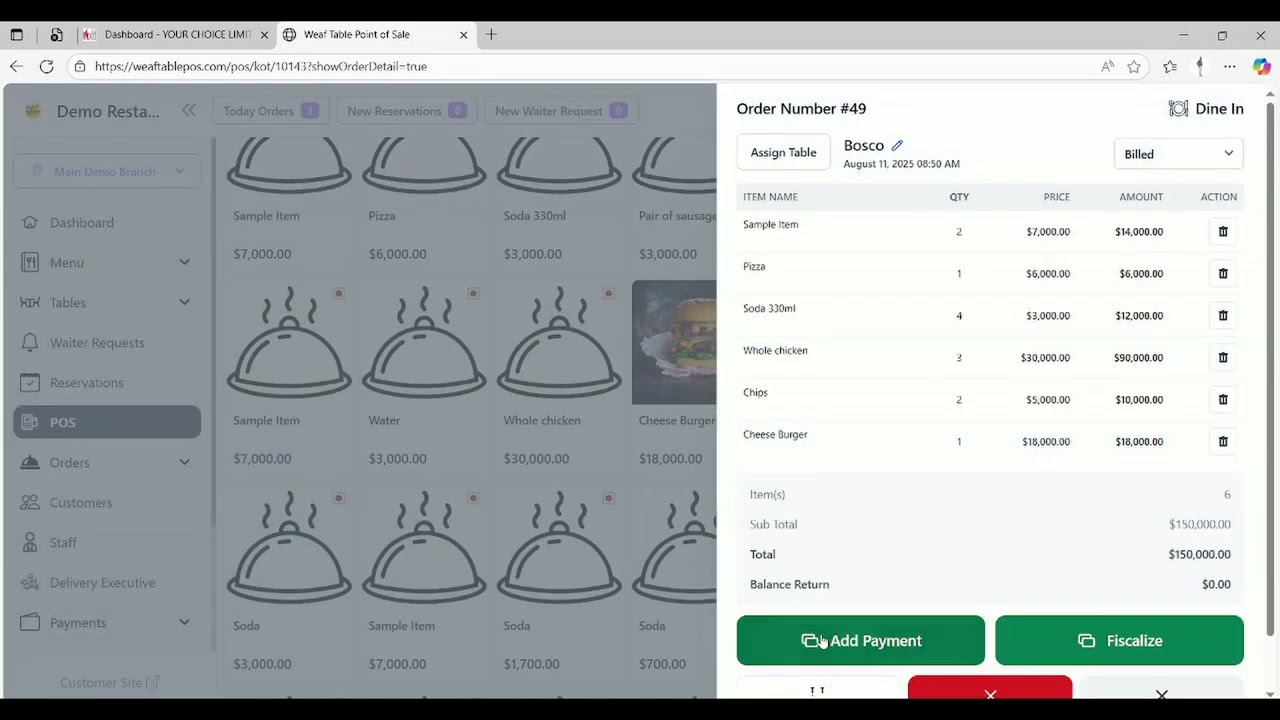 How to Split Orders on a Restaurant Point of Sale System  -- Restaurant System --- Weaftablepos.com