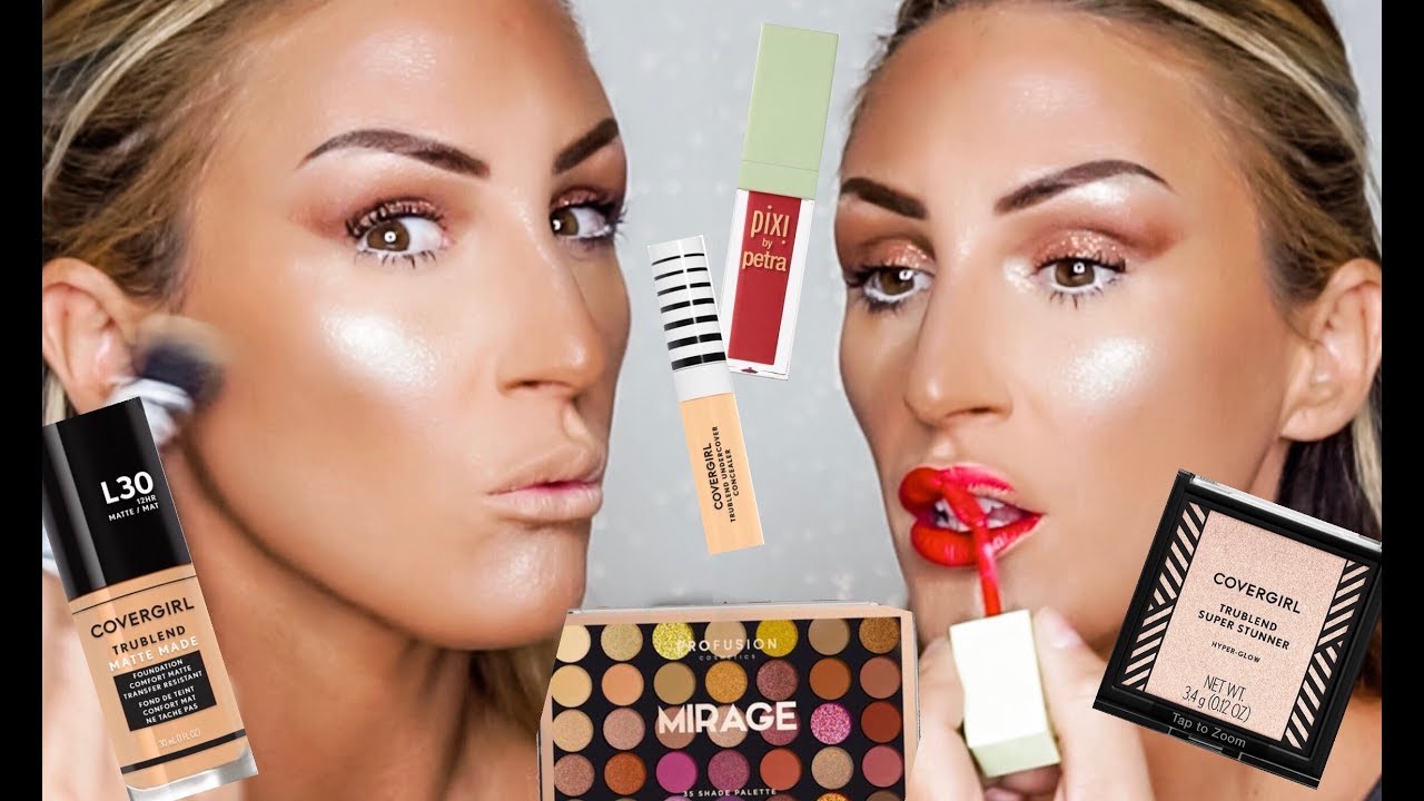 FULL FACE OF NEW DRUGSTORE MAKEUP NOTHING OVER 10$