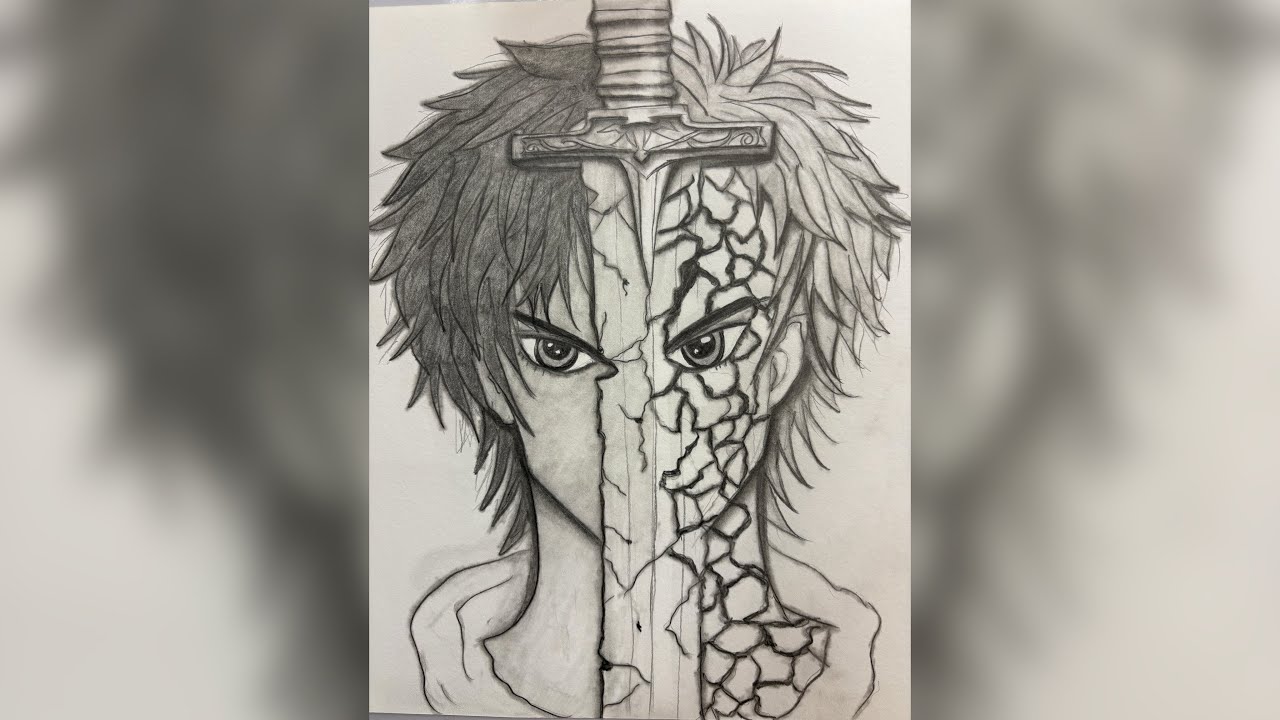 Broken Face Warrior | Pencil Sketch Art | Strength Within Pain