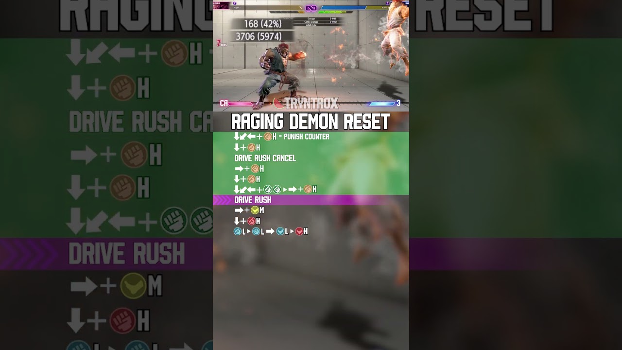 AKUMA RAGING DEMON RESET COMBO  #streetfighter #sf6 #fgc #gaming #combo