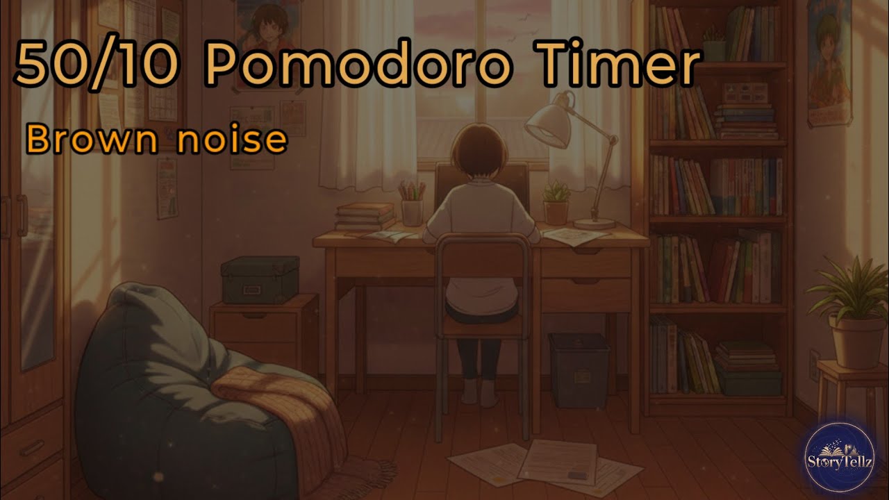 8 Hours Pomodoro Brown Noise | Ultimate Focus | 50/10 Cycle for Undistracted Work & ADHD Support