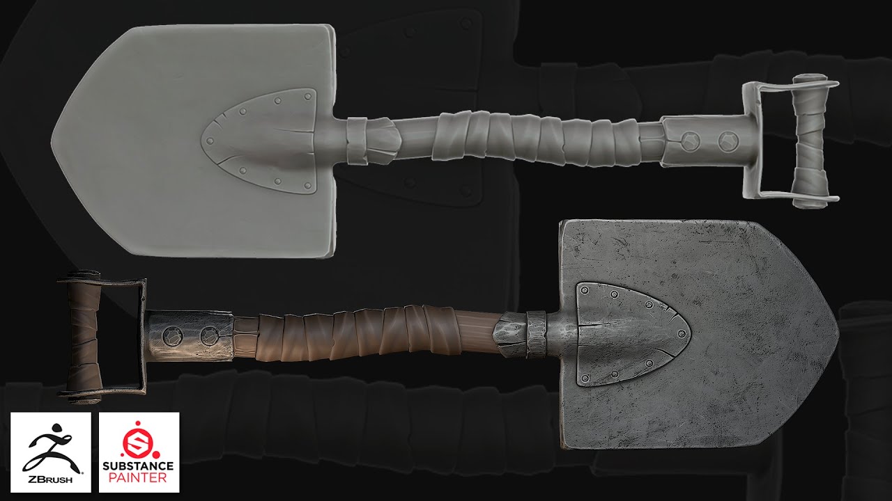 Zbrush, Substance Painter - Stylized Shovel