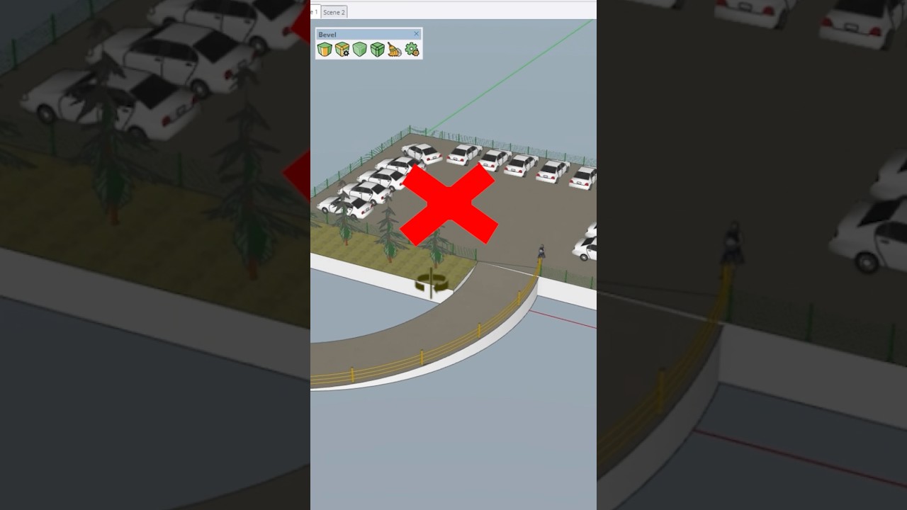 SketchUp tutorial 👌 Curved forms bring life to a simple parking design #nicetower #sketchuptutorial