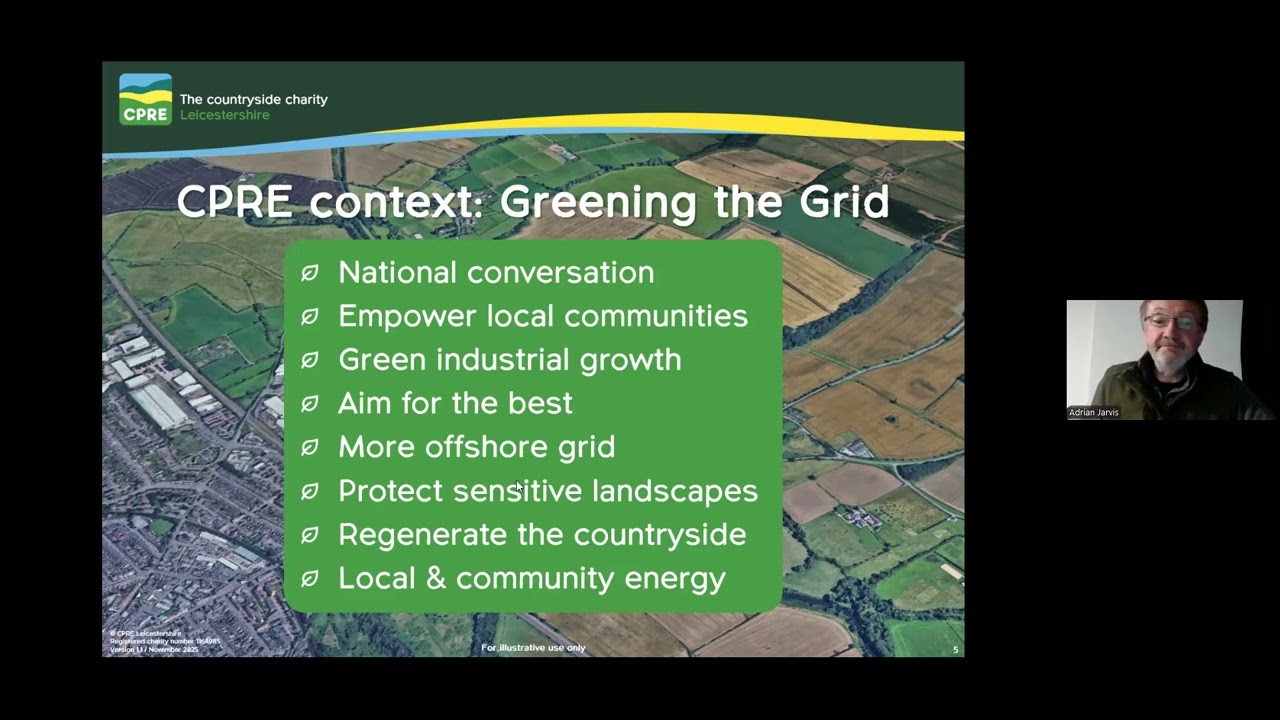 Developments in land use and energy - speaker Adrian Jarvis, Chair of Leicestershire CPRE