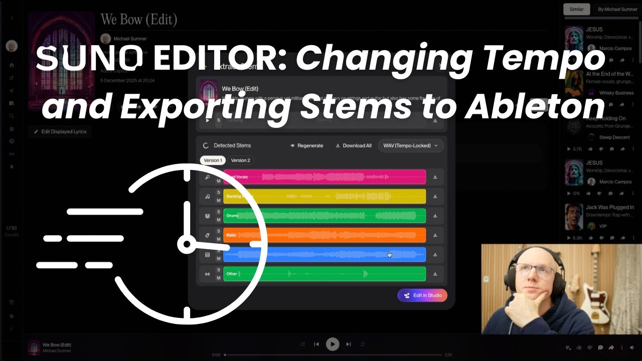Suno Editor - Changing Tempo and Exporting Your Stems to Ableton